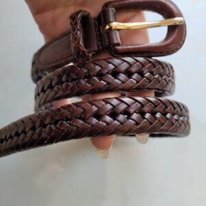 Cole Haan Brown Leather Woven Belt Size M/L